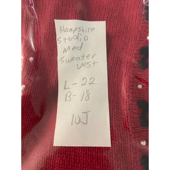 Vintage Christmas Vest Ugly Sweater‎ Santa & Bears Hampshire Studio M Red - Picture 11 of 11